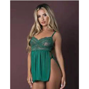 Magic Silk Evermore Babydoll Emerald Green Size Small-Medium Sheer Lace NWOT
